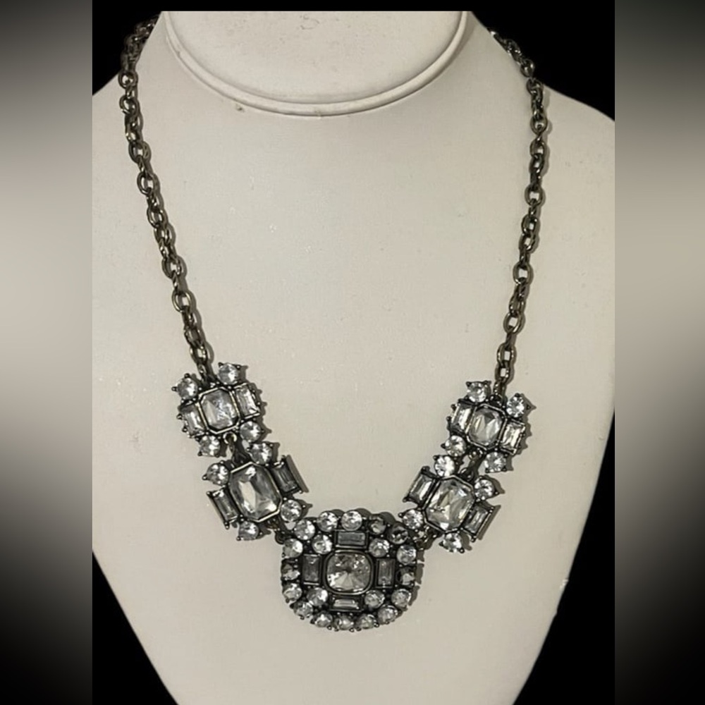 J. crew signed crystal broach necklace
